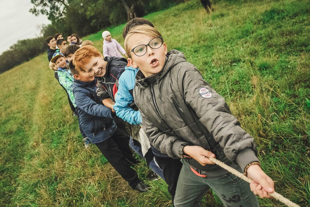 Kids playing tug of war